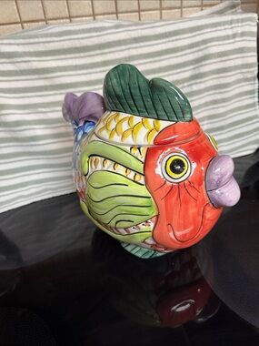 Vintage WCL Pottery Koi Fish Cookie Jar Excellent Condition